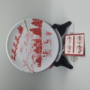 Christmas Holiday Appetizer Plates Melamine Set of 4